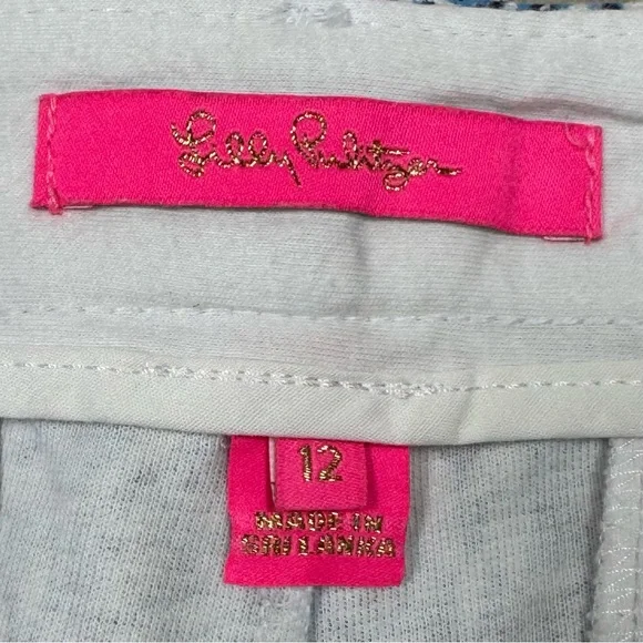 Lilly Pulitzer Callahan Knit Shorts Stretch Cumulus Blue Blooming Together - Picture 3 of 8